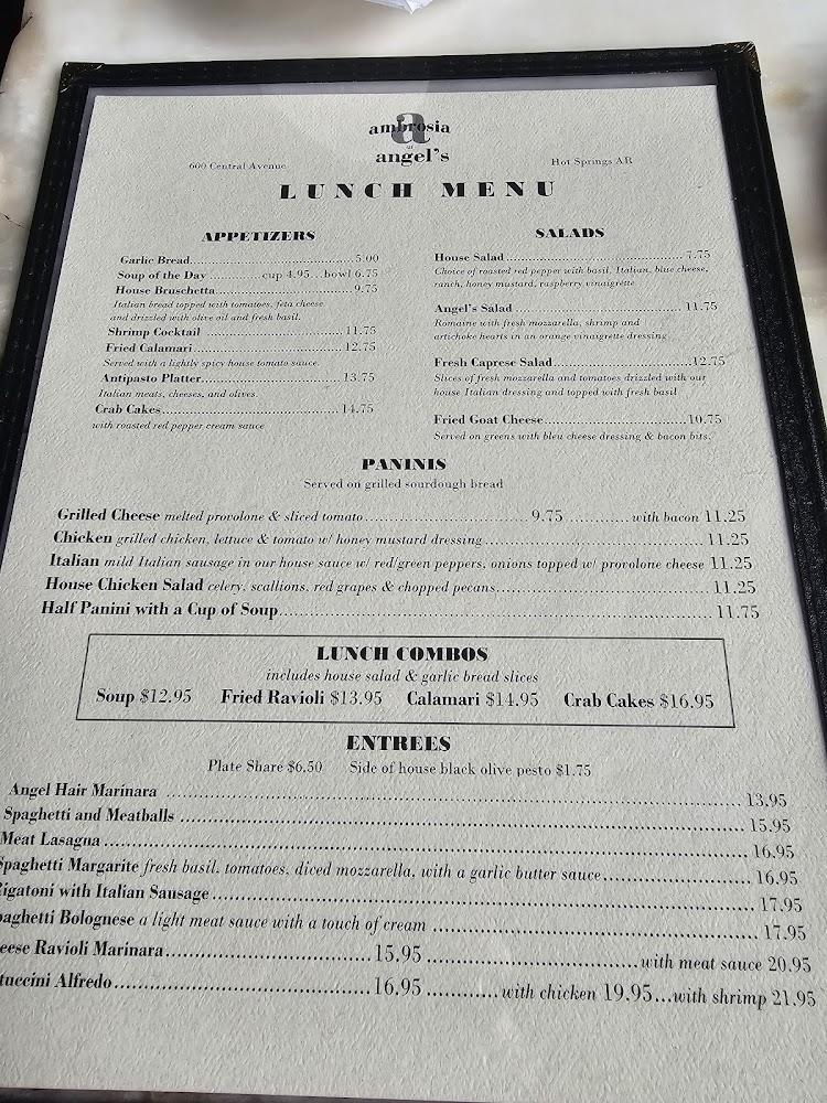 Ambrosia at Angels Italian Restaurant & Bar Menu image 1