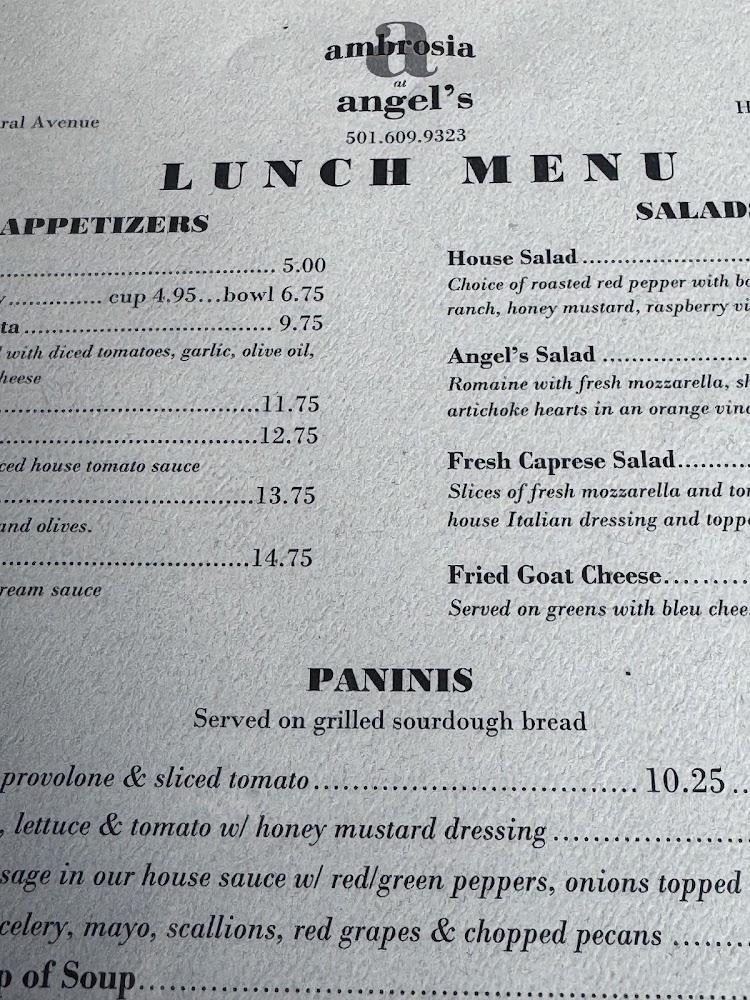 Ambrosia at Angels Italian Restaurant & Bar Menu image 2